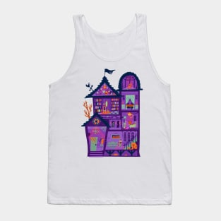 Purple Spooky Halloween Mansion Tank Top